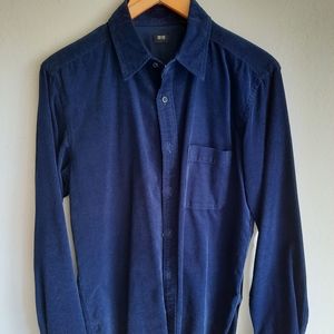 Uniqlo Navy Blue Curdoroy Buttoned Up Shirt Small